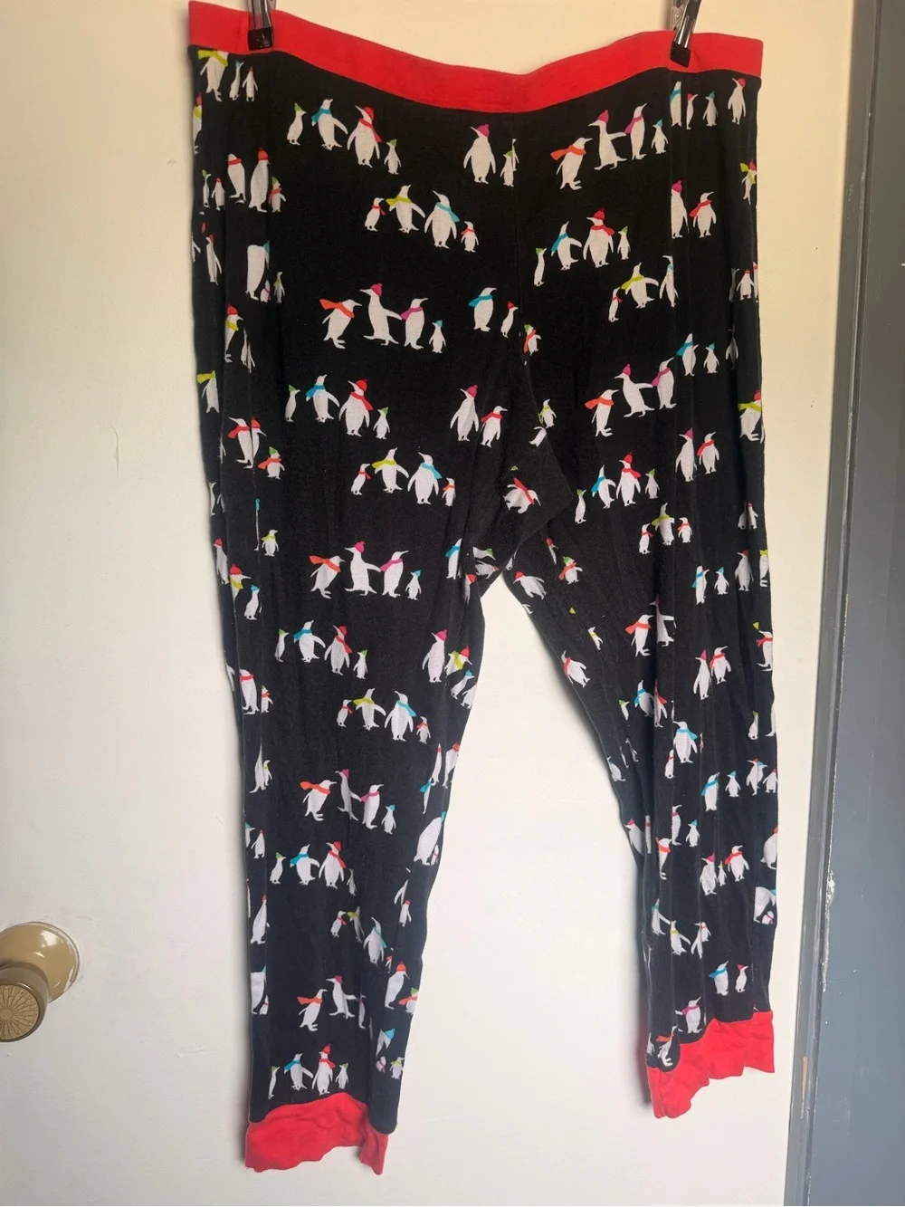 Wondershop Black Penguin Print Pajama Top with Red Trim